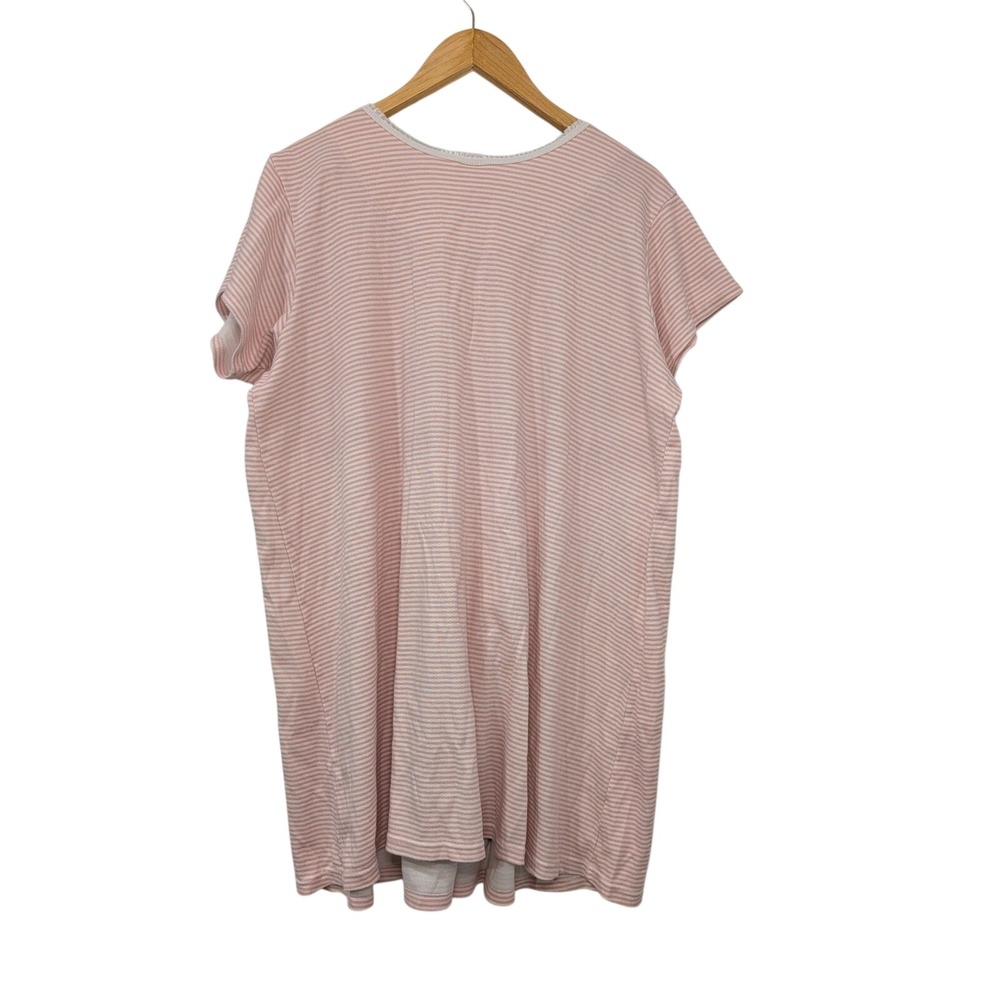 In‎ Due Time Maternity Nursing Sleepshirt Nightgown Pink White Stripe Size 1X - Picture 3 of 5